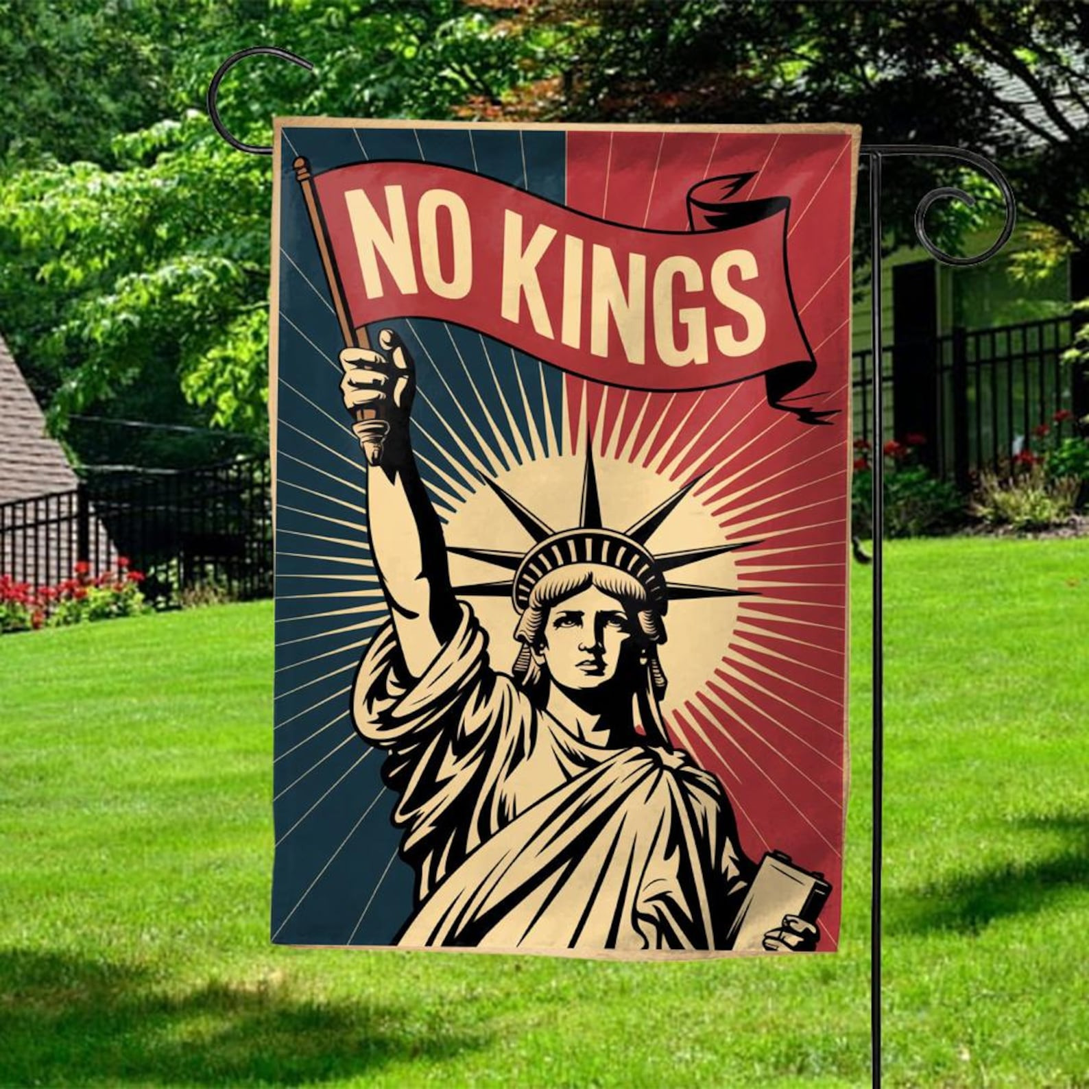 No Kings Liberty Garden Flag Patriotic Anti Authoritarian Lawn Flag Gift For Freedom Lover