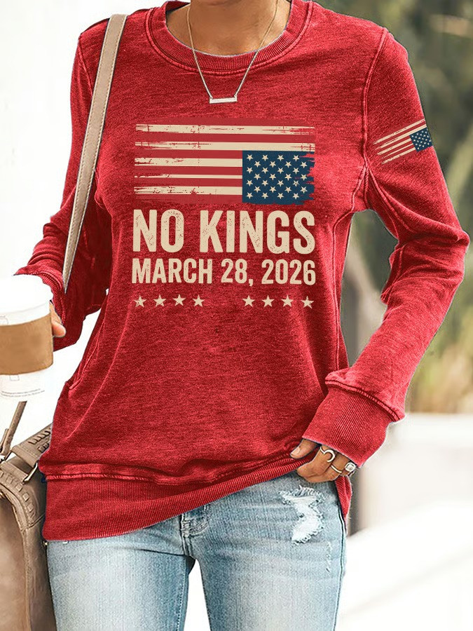 No Kings March 28 2026 Sweatshirt American Flag Outfits For Women Gift For Patriots