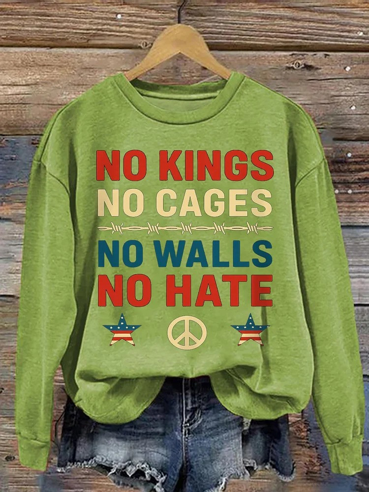 No Kings No Cages No Walls No Hate Sweatshirt Antifa Protest Merch Anti Trump Gifts