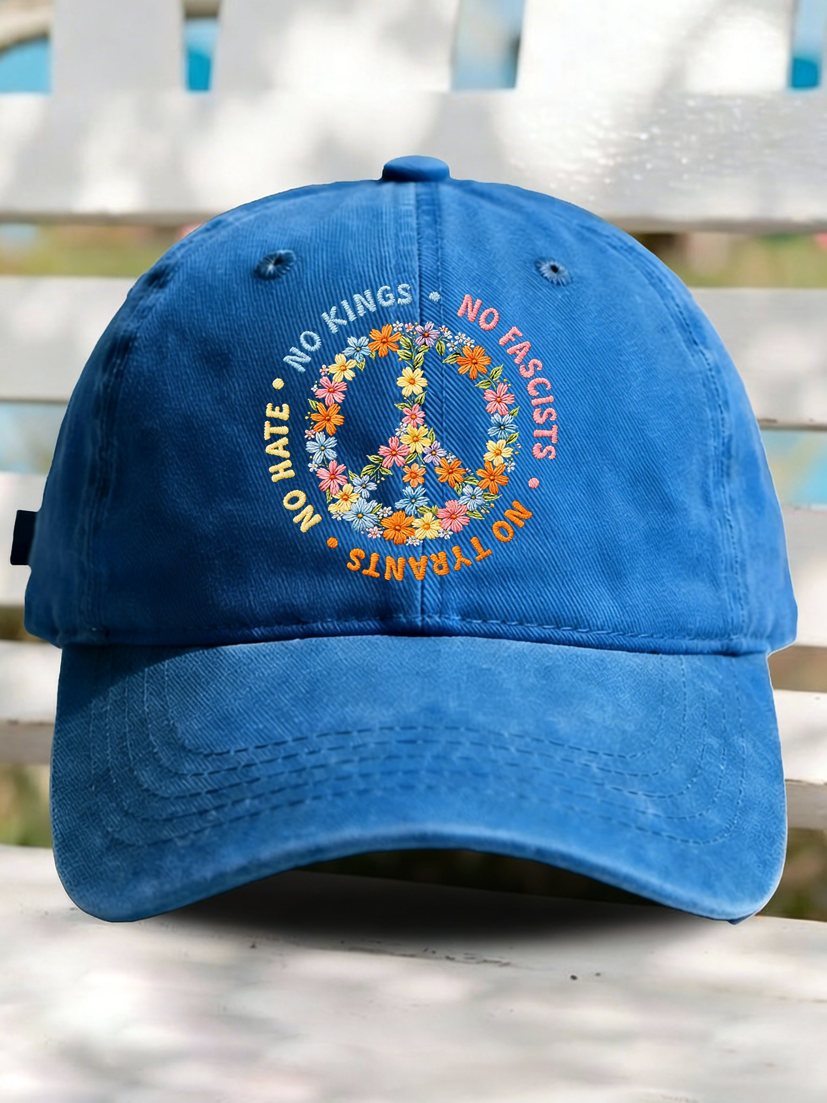 No Kings No Fascists Baseball Cap Peace Sign Merch Gift For Anti Trump