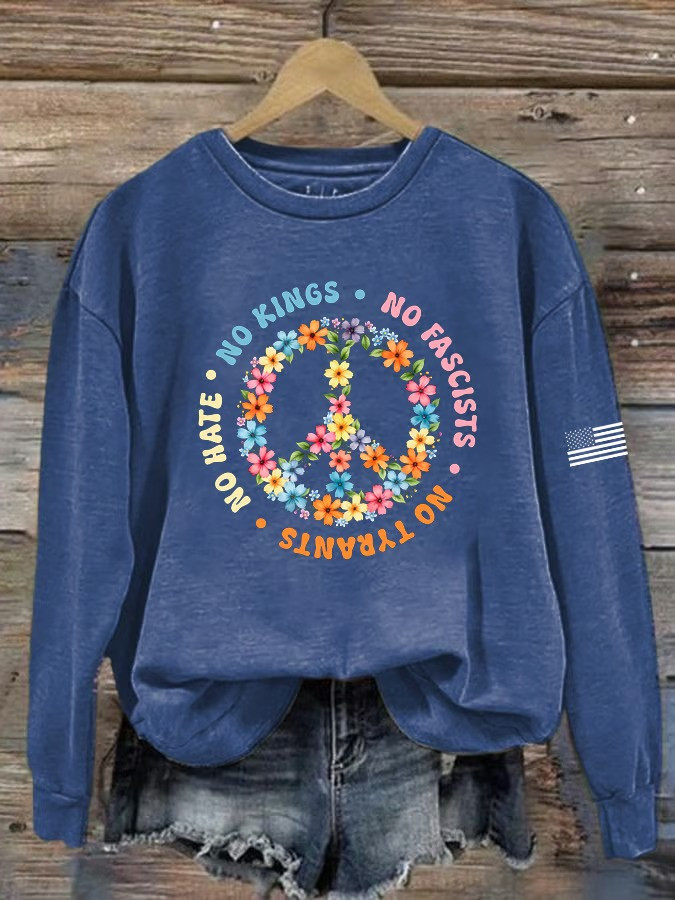 No Kings No Fascists No Tyrants Peace Sign Sweatshirt Protest Clothing Best Gift For Supporters