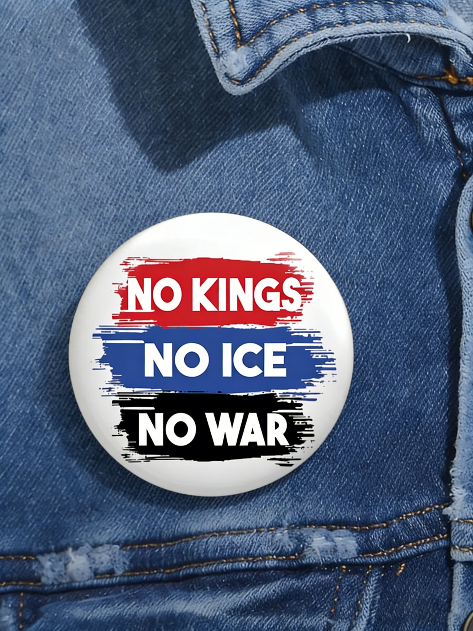 No Kings No Ice No War Pinback Anti Trump Merch Gift Ideas For Supporters