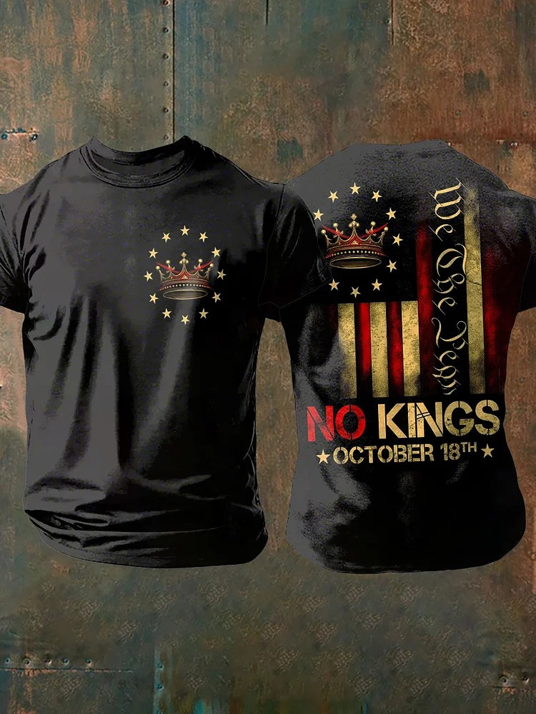No Kings October 18th T-Shirt We The People No Kings Day Apparel Democrats Gifts For Men