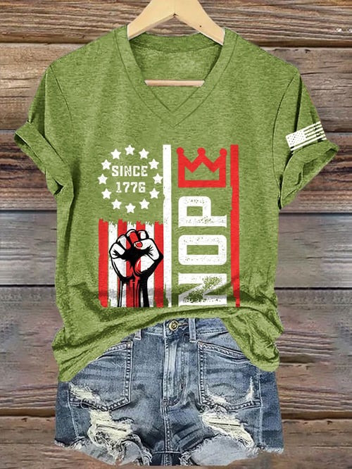 No Kings Resist NOPE Crown V-Neck Shirt Since 1776 Political Protest Merch Gifts For Patriots