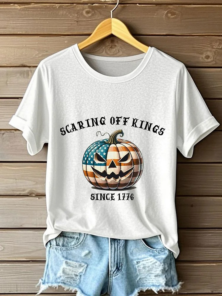 No Kings Shirt Pumpkin Spooky Scaring Off Kings Since 1776 No Kings Protest Merch Gifts