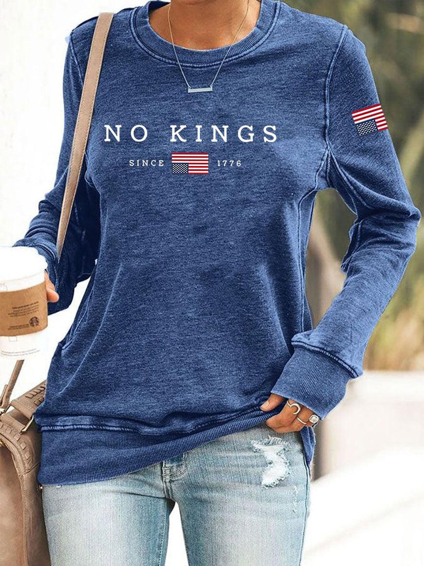 No Kings Since 1776 Sweatshirt American Flag Anti Fascism Clothing Unique Presents
