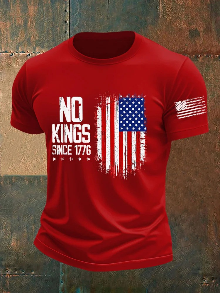 No Kings Since 1776 T-Shirt USA Flag Shirt No Kings Protest Merch Anti Fascist Merch