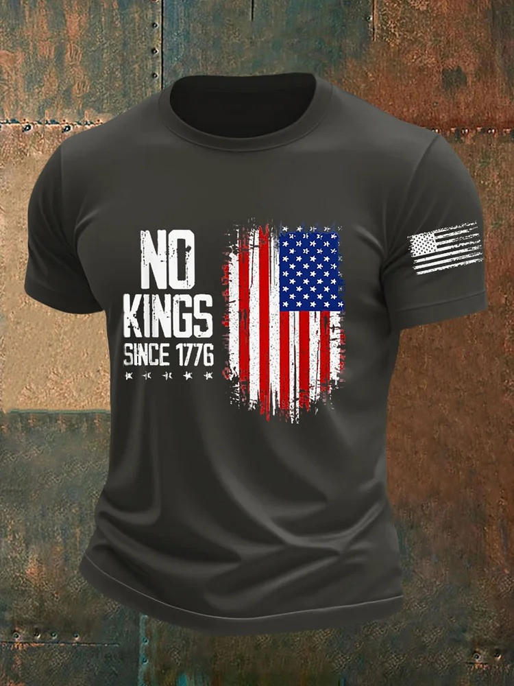 No Kings Since 1776 T-Shirt USA Flag Shirt No Kings Protest Merch Anti MAGA Gifts For Men