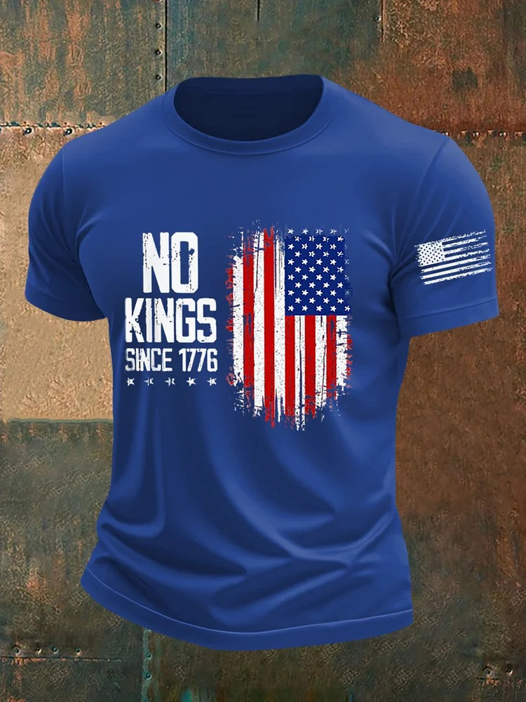 No Kings Since 1776 T-Shirt USA Flag Shirt No Kings Protest Merch Anti Trump Gifts For Men