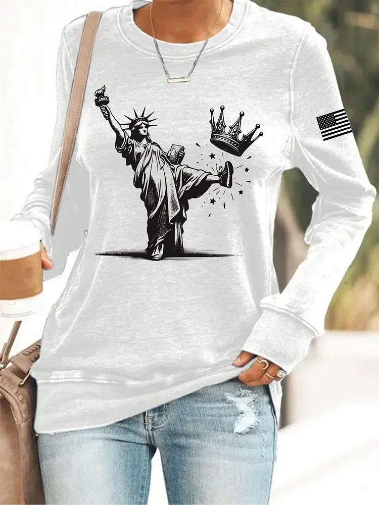 No Kings Sweatshirt Statue Of Liberty Kicks Crown Funny Apparel Anti Fascist Merch