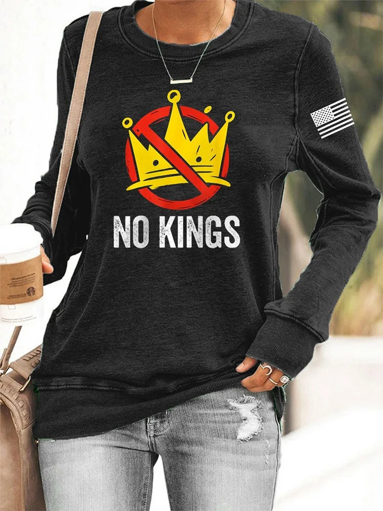 No Kings Sweatshirt USA Flag Sweatshirt No Kings Protest Merch Political Activist Gifts