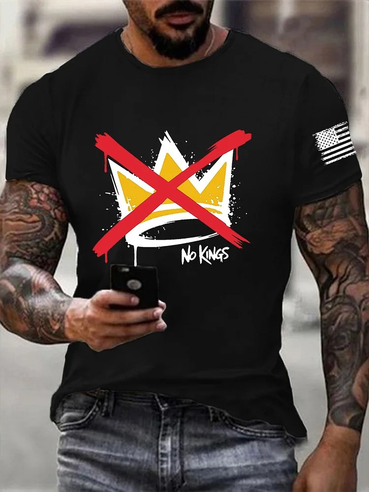 No Kings T-Shirt American Flag Shirt No Kings Protest Merch Anti Trump Apparel Gifts
