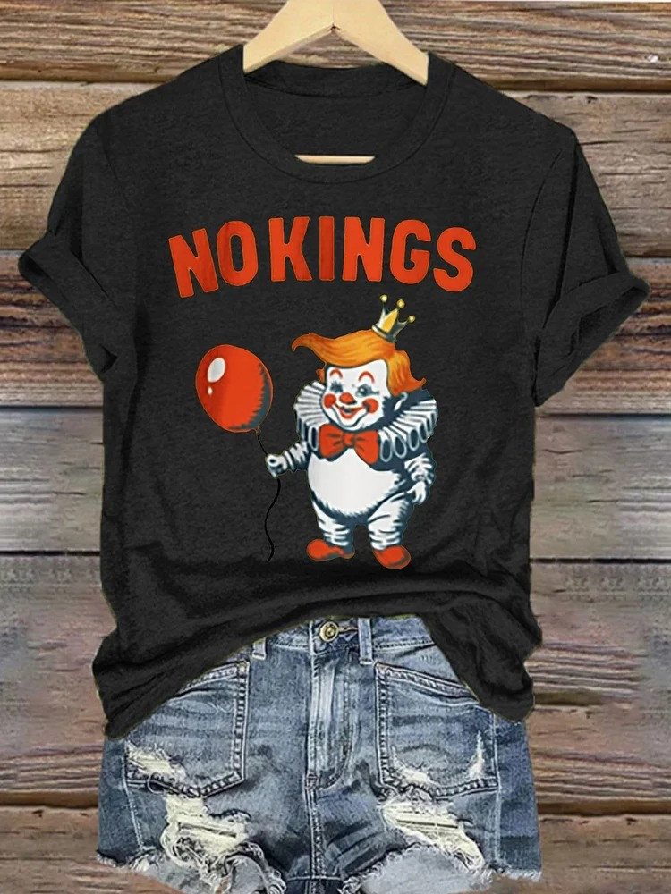 No Kings T-Shirt Clown President Shirt No Kings Protest Anti Trump Merch Gifts