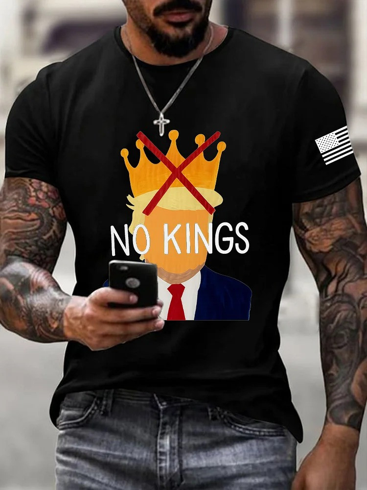 No Kings T-Shirt FDT Anti Fascist No Kings Protest Merch Democrats Gifts For Men