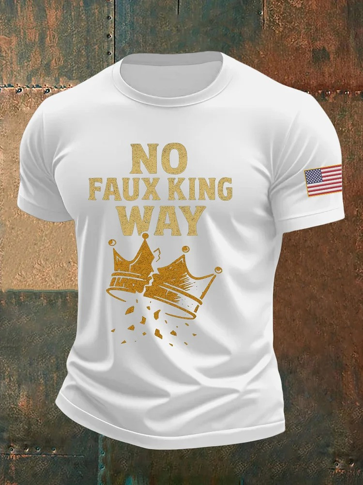 No Kings T-Shirt No Faux King Way Anti Authoritarian Apparel Gifts For Men