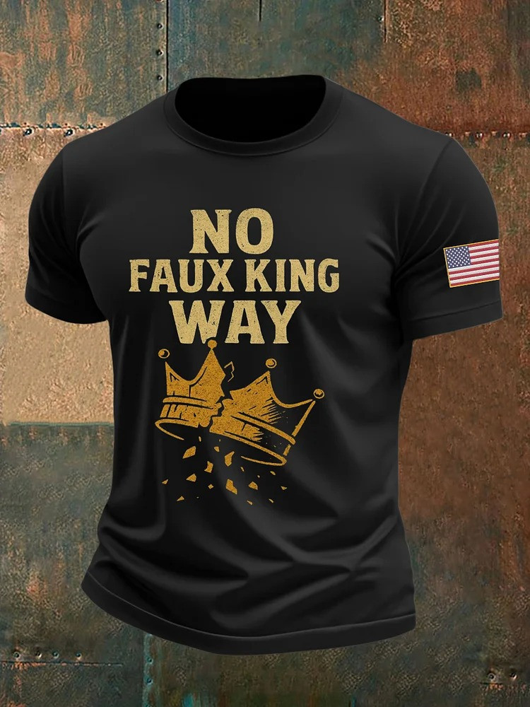 No Kings T-Shirt No Faux King Way Anti Fascist Protest Apparel Gifts For Men