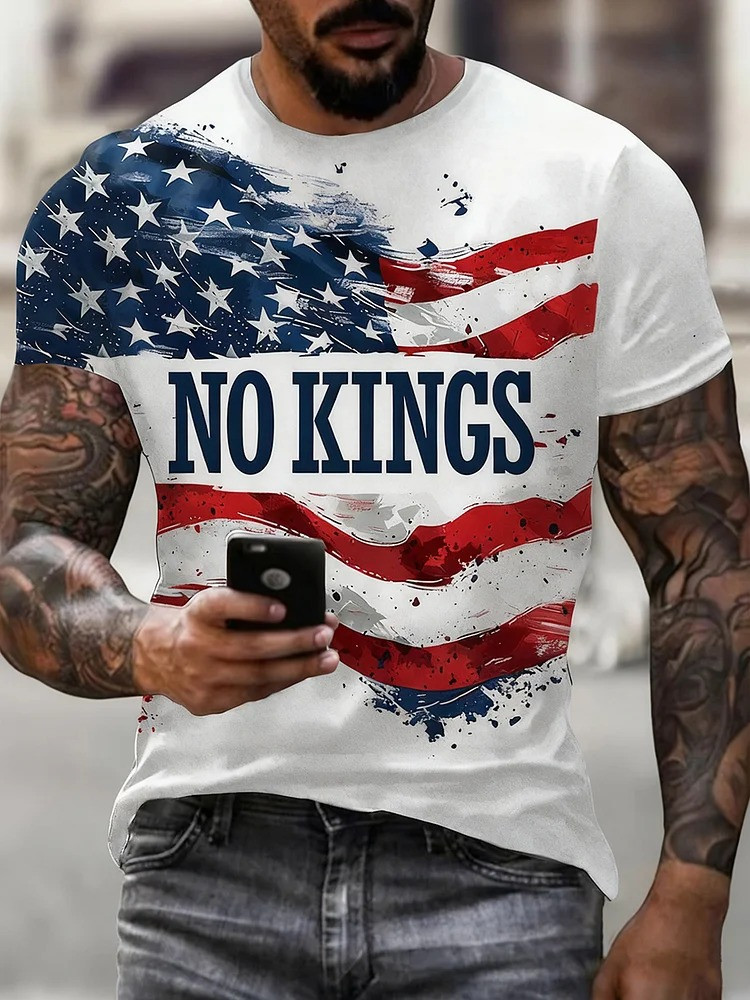 No Kings T-Shirt No Kings In USA Anti Fascist Protest Merch Gifts For Men