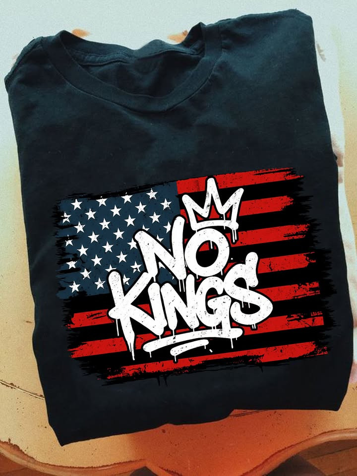 No Kings T-Shirt Vintage American Flag Clothing Unique Gift For Anti Trump