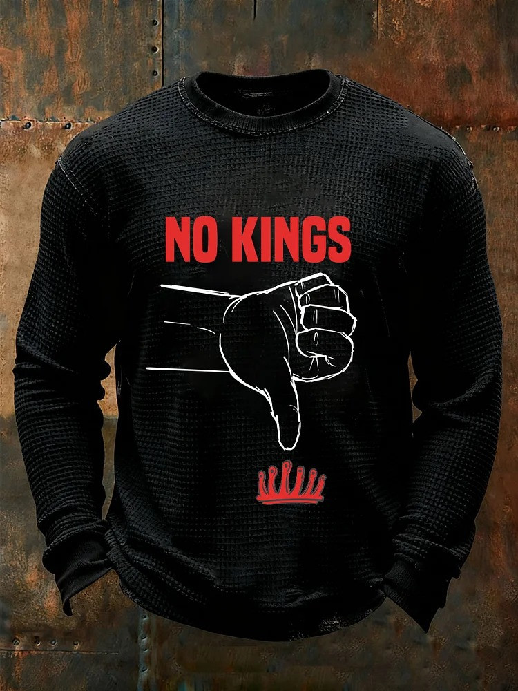 No Kings Thumb Down Sign Long Sleeve Shirt FDT Merch No Kings Protest Apparel Gifts