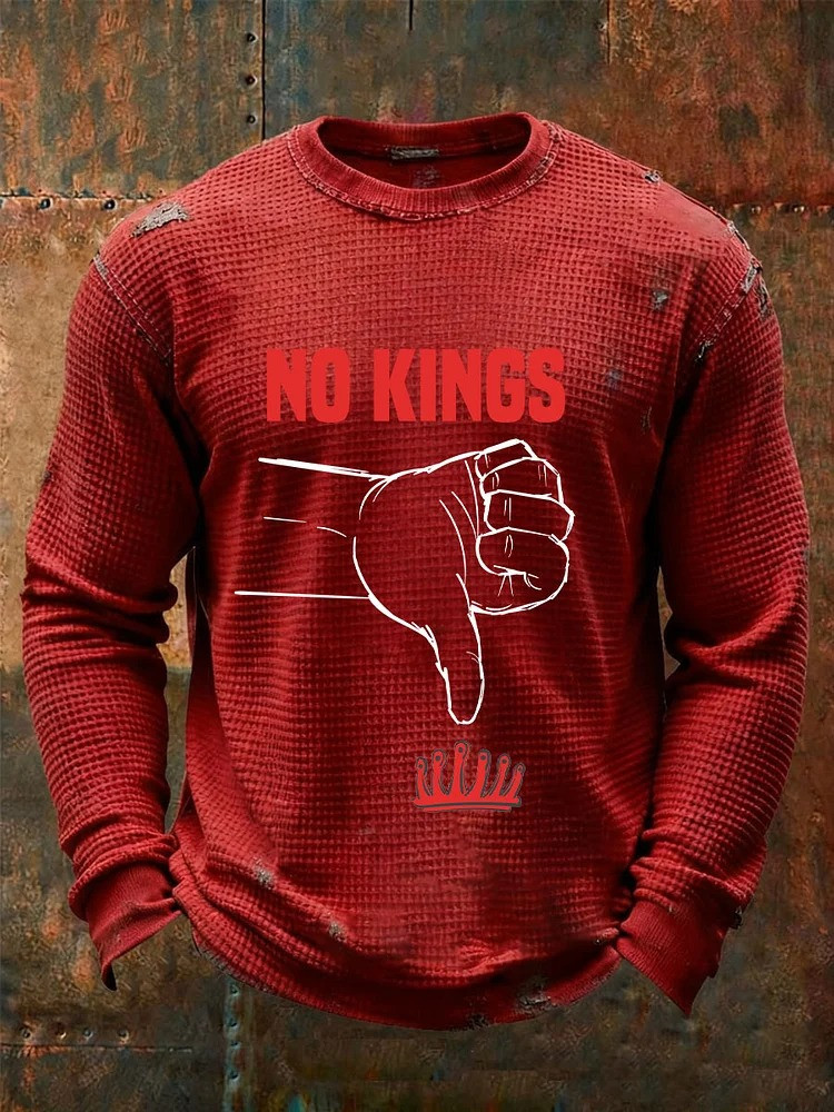 No Kings Thumb Down Sign Long Sleeve Shirt FDT Merch No Kings Protest Apparel Gifts