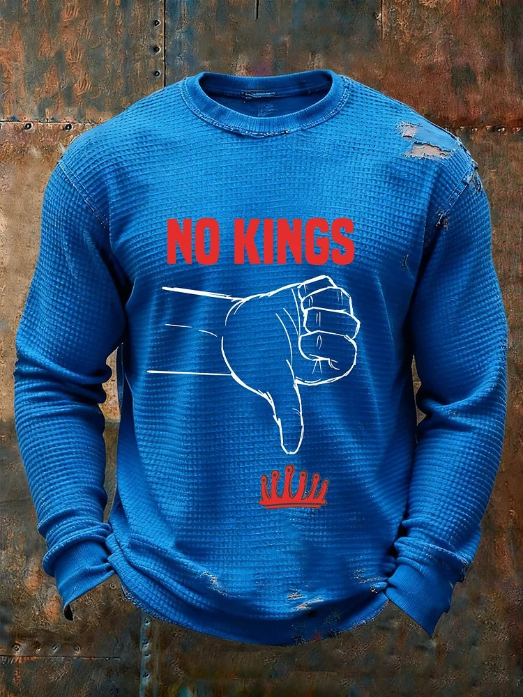 No Kings Thumb Down Sign Long Sleeve Shirt No Kings Protest Merch Anti Trump Gifts For Men