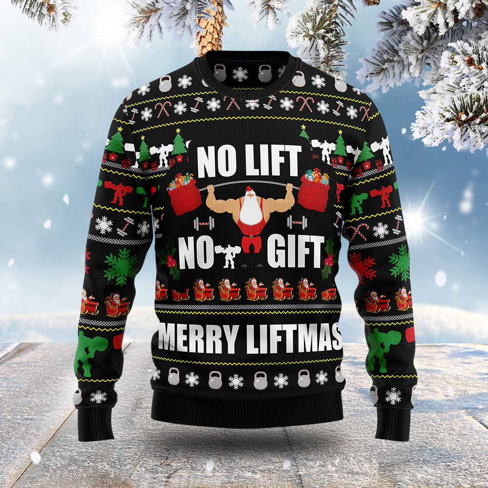 No Life No Gift Ugly Christmas Sweater Winter Clothing Xmas Gifts For Gym Goers