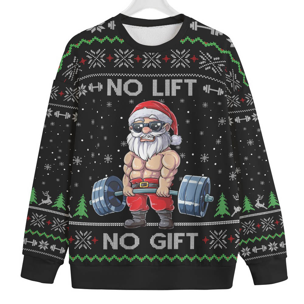 No Lift No Gift Santa Swoleman Plus Size Christmas Sweater Personalized Christmas Sweatshirt Gift for Family