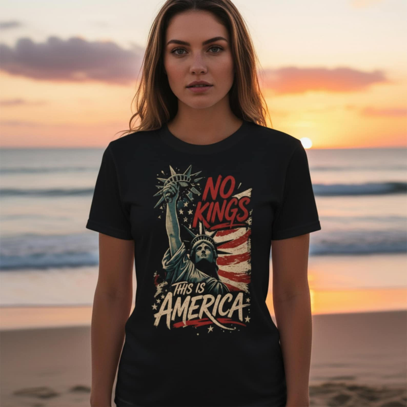 No Matter This Is America T-Shirt Distressed Statue Of Liberty Clothing Gift For Anti Trump