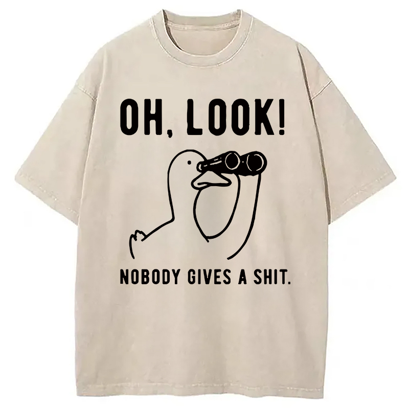 No One Cares About The Duck Washed T-Shirt Retro Streetwear Graphic Top Gifts For Besties