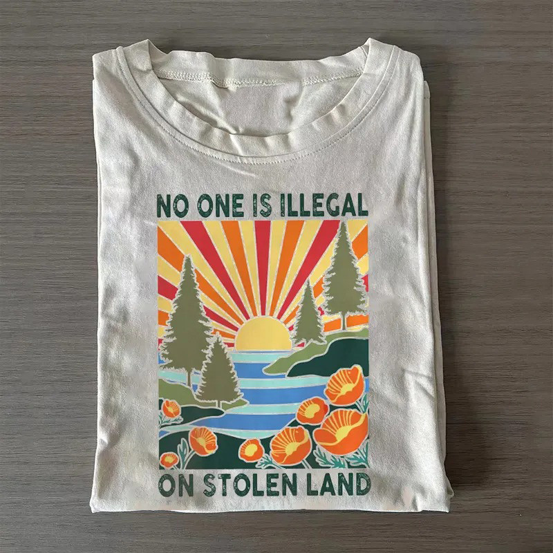 No One Is Illegal T-Shirt Immigrant Rights Graphic Tee Gift For Allies