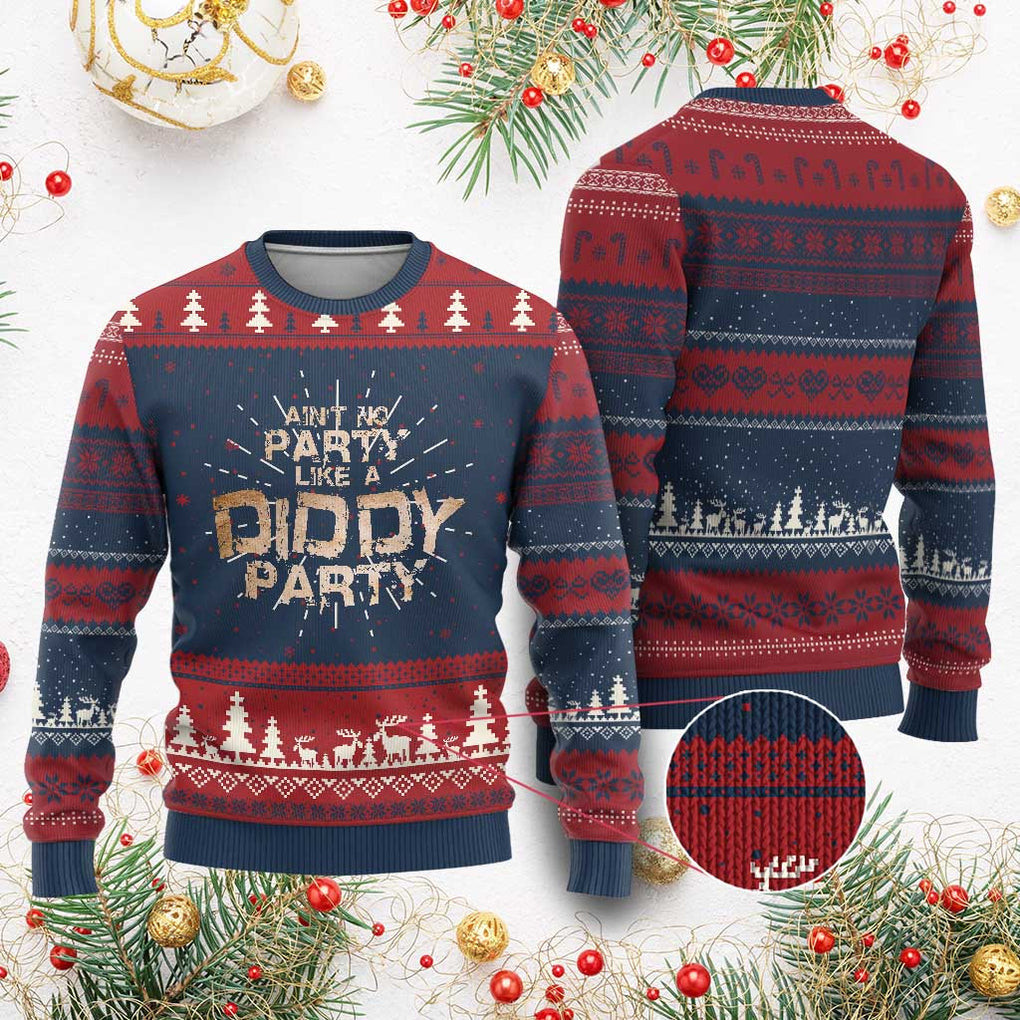 No Party Like A Diddy Party Ugly Christmas Sweater Funny Adult P Diddy Jumper Xmas Gifts