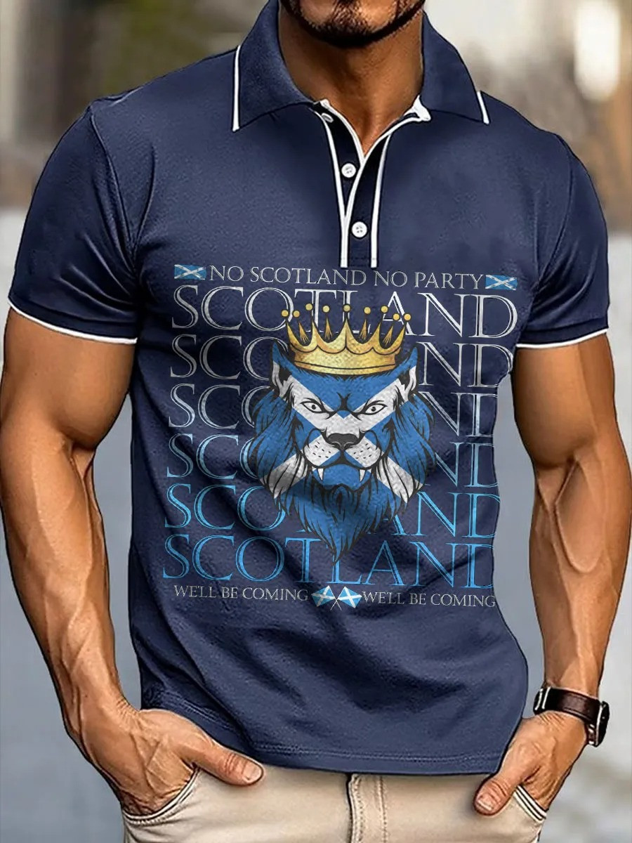 No Scotland No Party Lion King Polo Shirt Scottish Football Fan Clothing Best Gift For Supporters