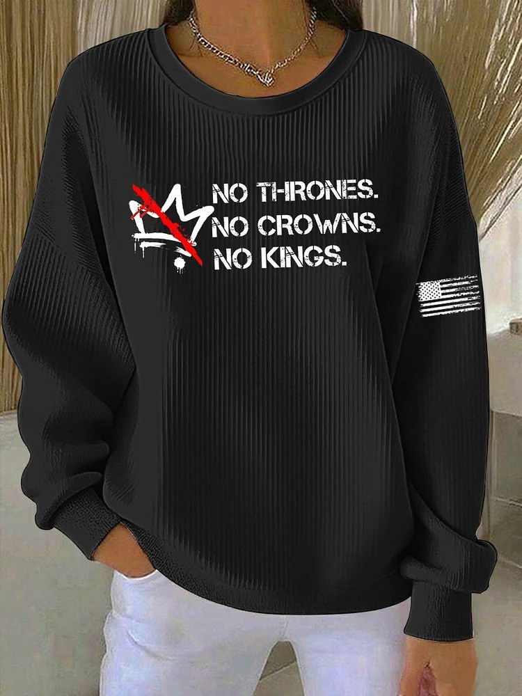 No Thrones No Crowns No Kings Red Sweatshirt No Kings Protest Merch Gifts