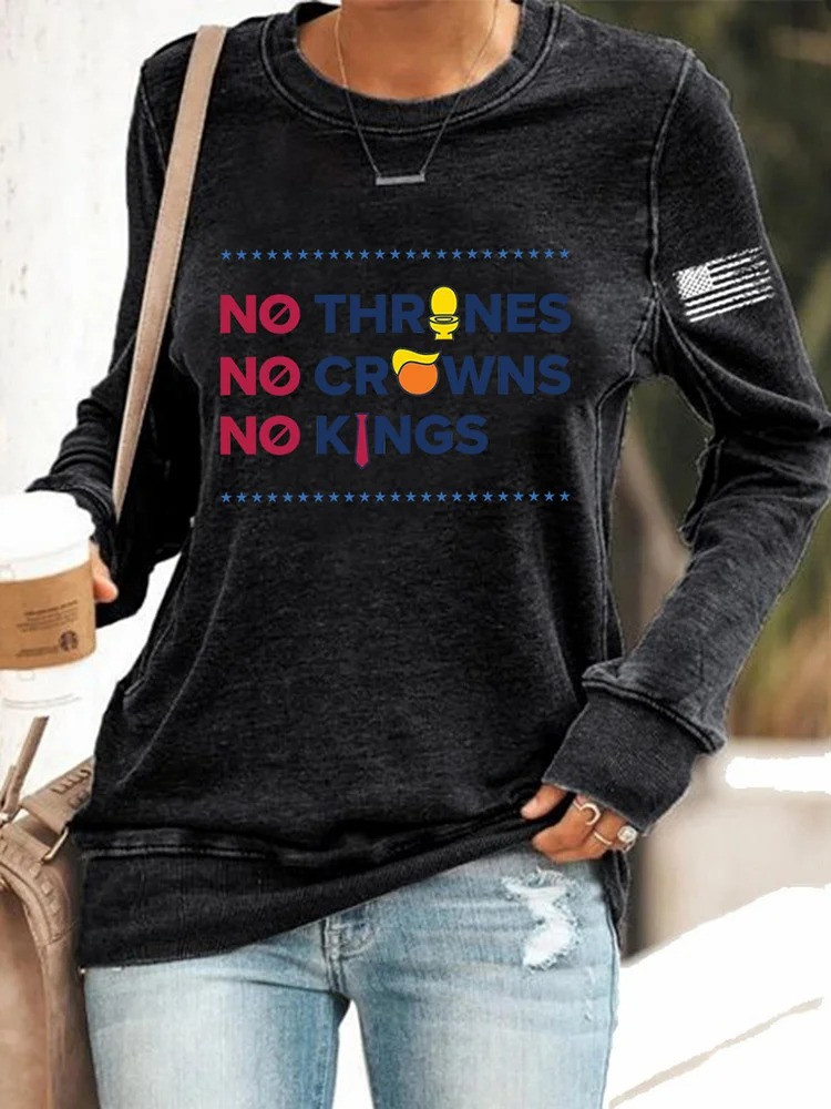 No Thrones No Crowns No Kings Sweatshirt Antifa Merch No Kings Protest Apparel Gifts