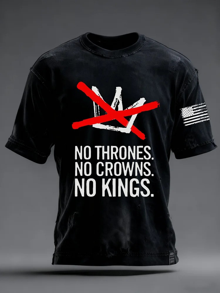 No Thrones No Crowns No Kings T-Shirt Anti Fascist Merch Anti Trump Gifts For Men
