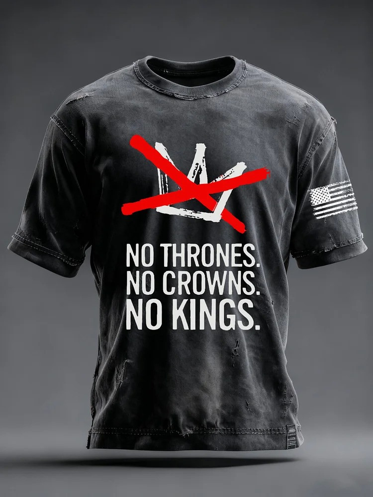 No Thrones No Crowns No Kings T-Shirt Antifa Merch Anti MAGA Apparel Gifts For Men