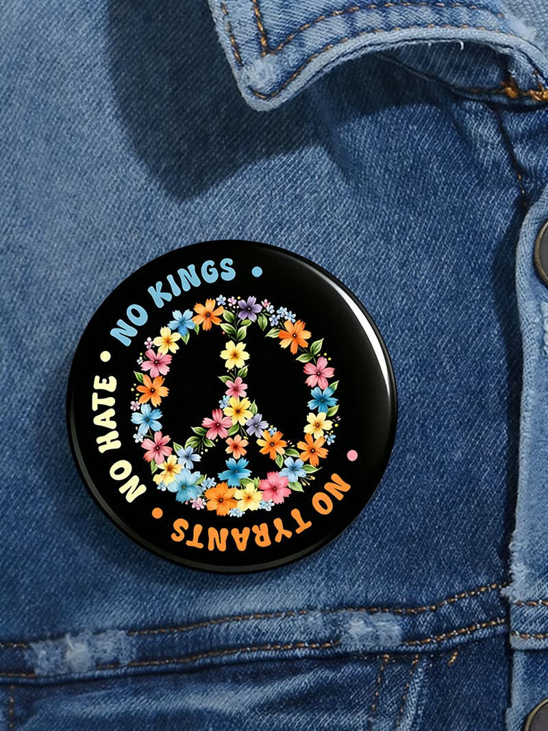No Tyrants No Hate No Kings Pin Floral Hippie Pins Anti MAGA Merch Gifts For Patriots