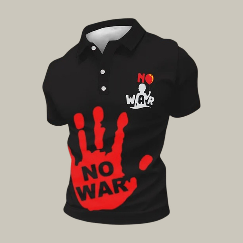 No War Handprint Polo Shirt Hippie Festival Outfits Best Present For Friends