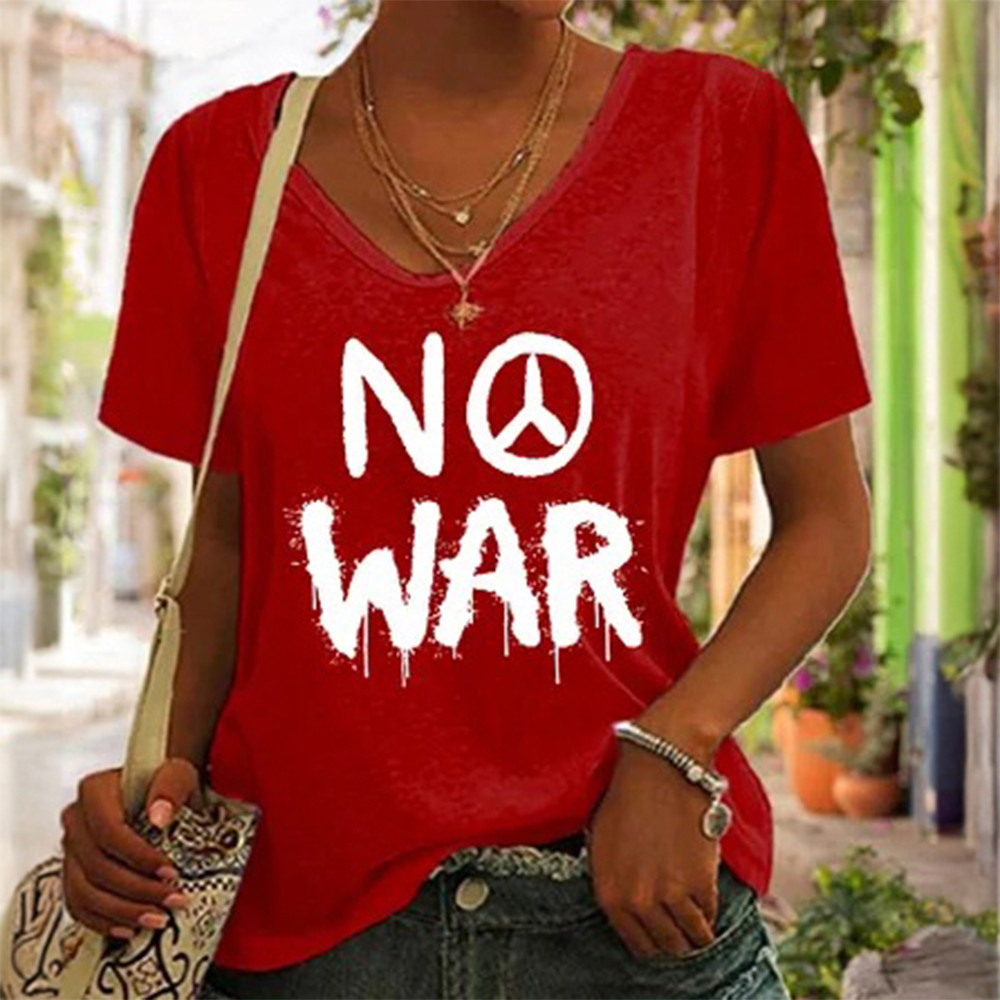 No War Hippie Sign V-Neck Shirt Hippie Fashion Best Present For Peace Lover
