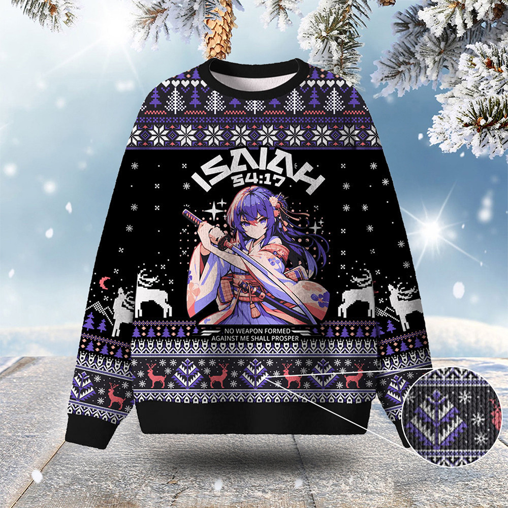 No Weapon Formed Ugly Christmas Sweater Anime Themed Christmas Clothing Anime Lover Xmas Gifts