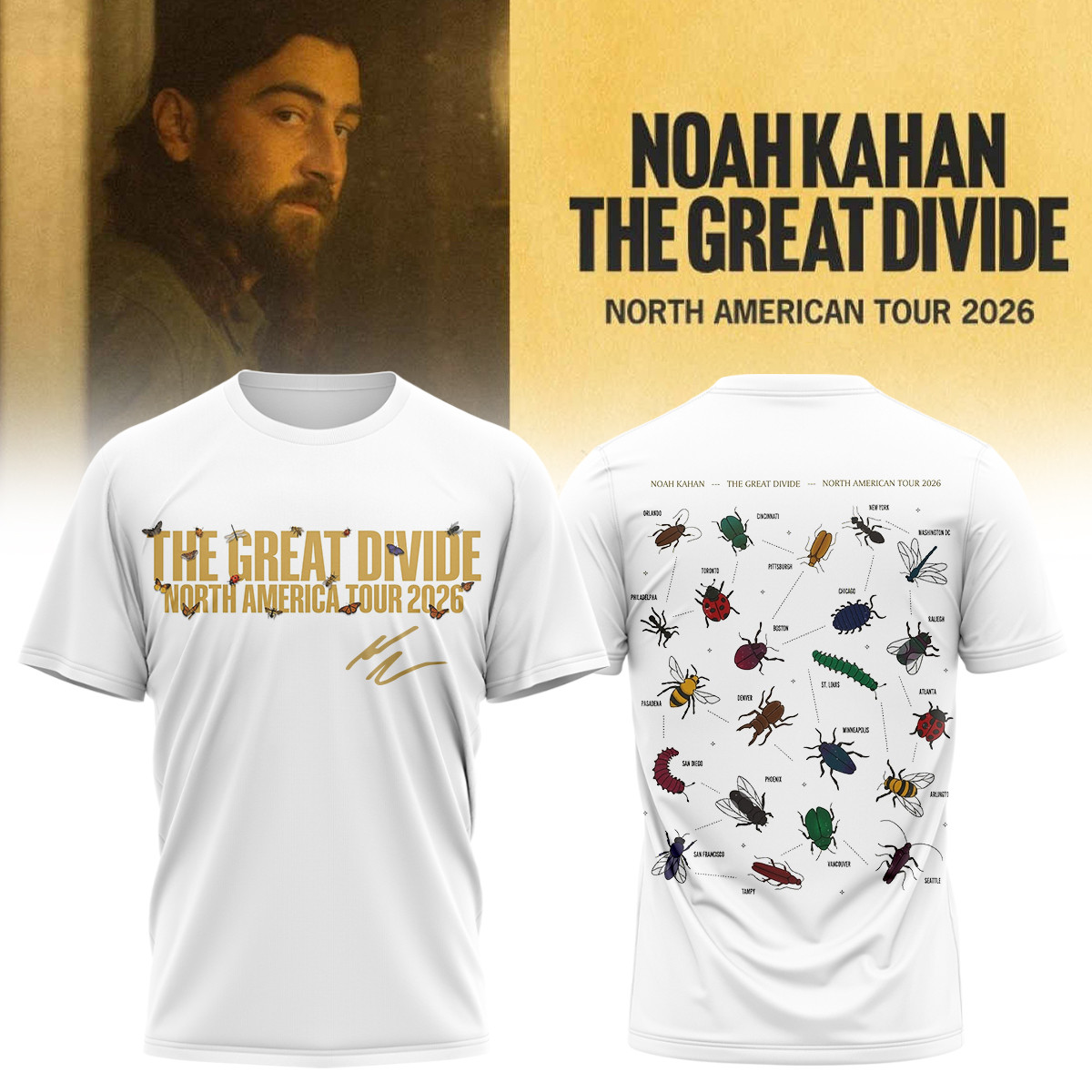 Noah Kahan Merch The Great Divide Tour Signed T-Shirt Noah Kahan Fan Clothes Gift For Music Lovers