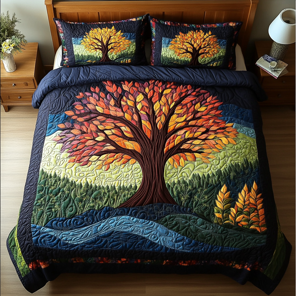 Noble Branches Quilted Bedding Set Bedspread Set Tree Of Life Gifts For Family