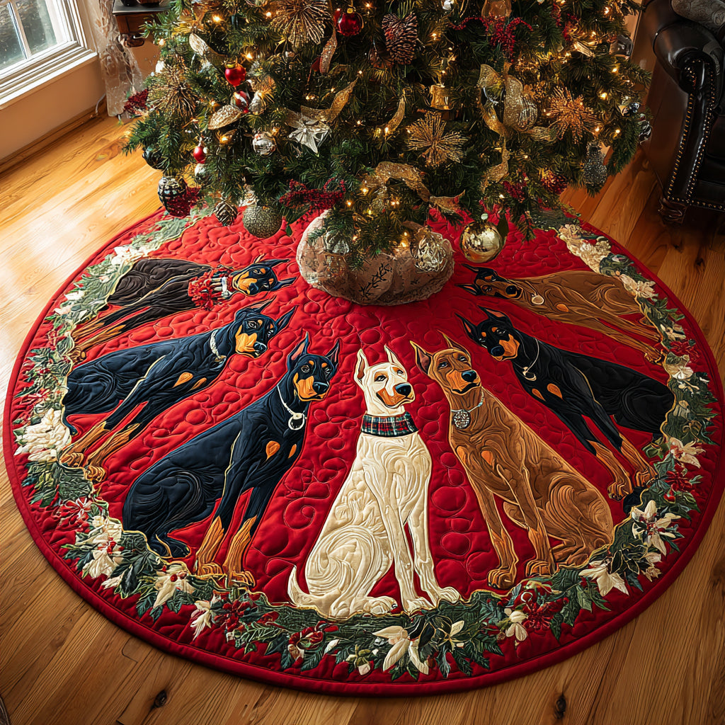 Noble Christmas Spirit Christmas Quilted Tree Skirt Holiday Home Decor Christmas Presents For Dog Lovers