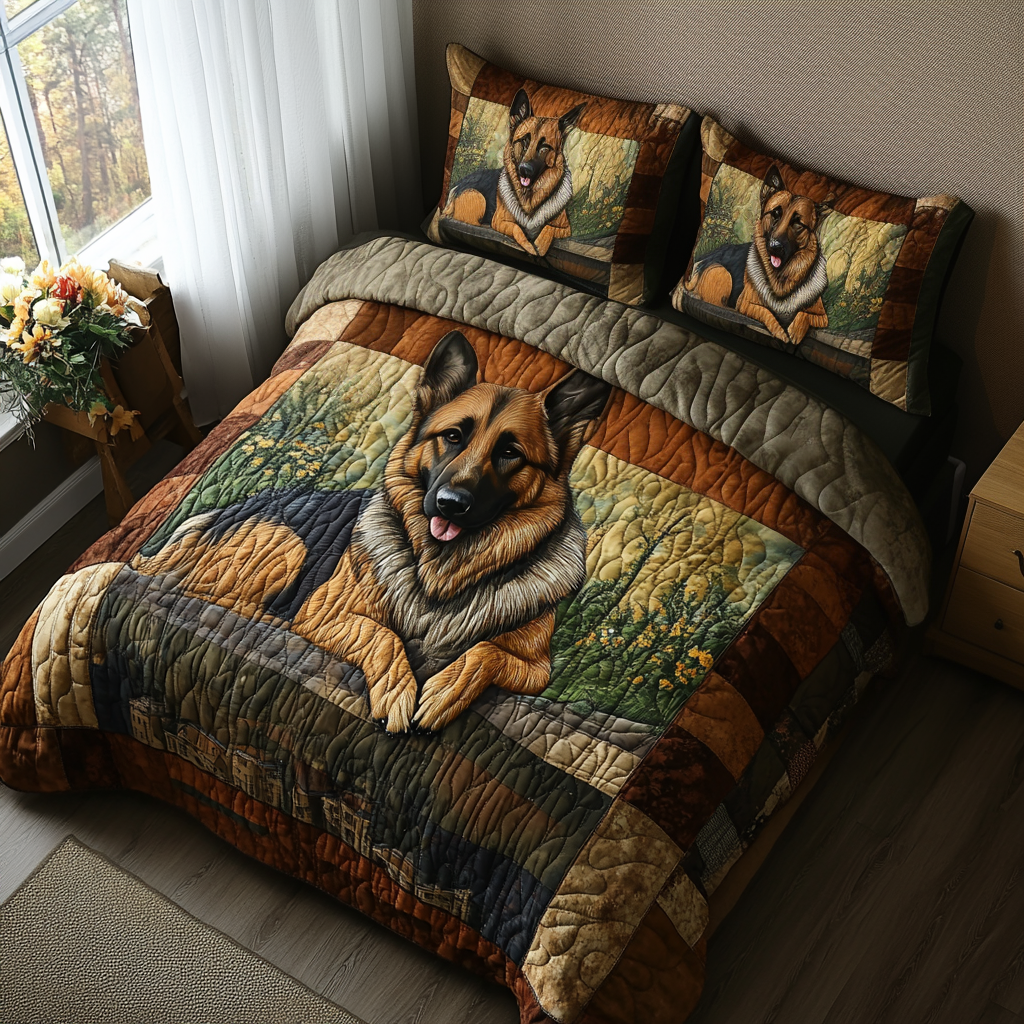 Noble Companion Quilted Bedding Set Unique Bed Sheet Set German Shepherd Gifts For Owners