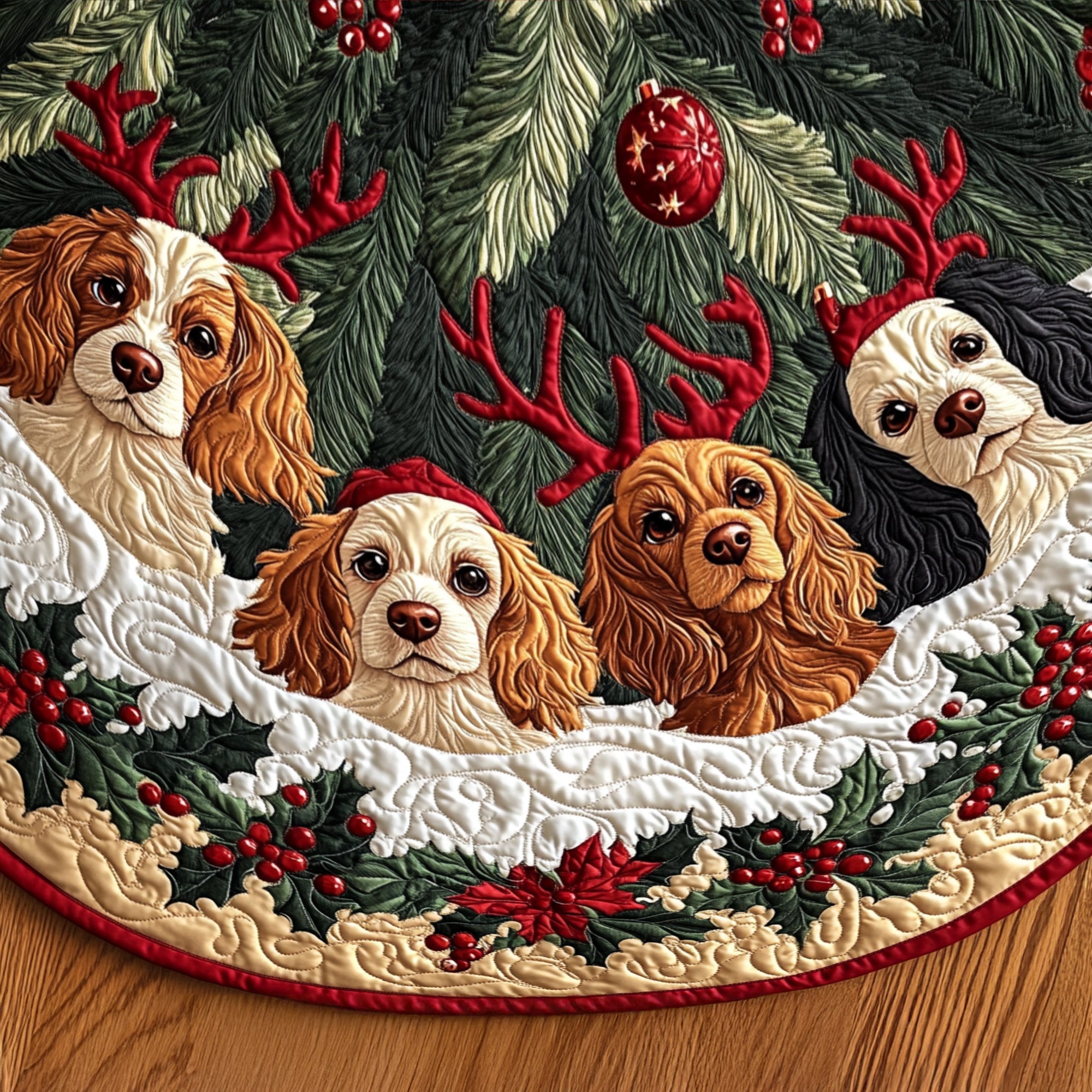 Noble Companion Quilted Christmas Tree Skirt Cozy Holiday Home Decor