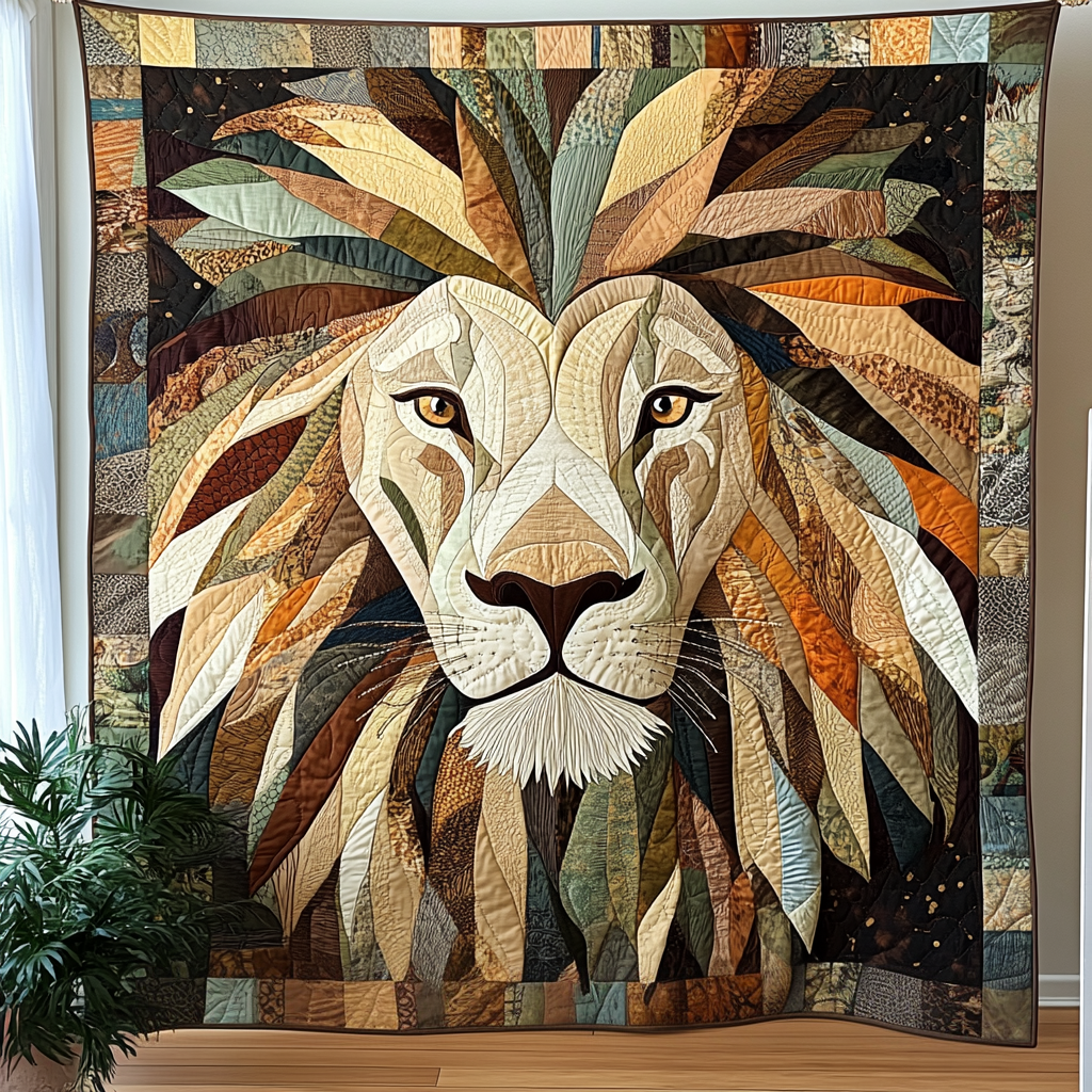 Noble Guardian Quilted Blanket Lion Blanket Gift For Animal Lover