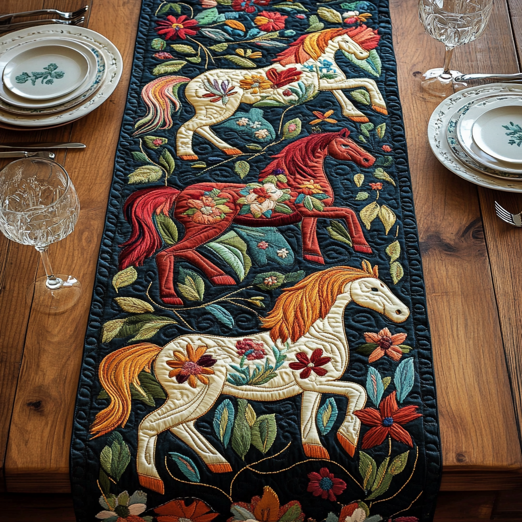 Noble Hoof Quilted Table Runner Kitchen Table Decor Ideas Cute Horse Gifts