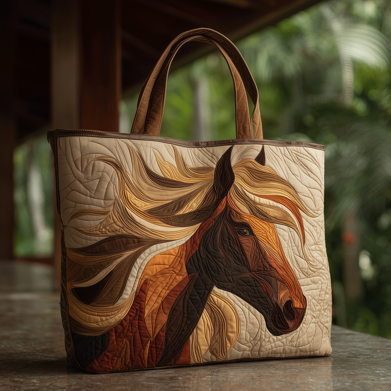 Noble Horse Heart Quilted Tote Bag Christmas Gifts For Horse Lovers