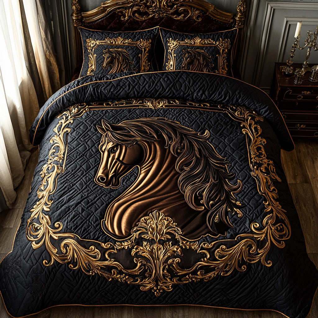 Noble Horse Quilted Bedding Set Bed Decor Gift For Horse Lover Woman