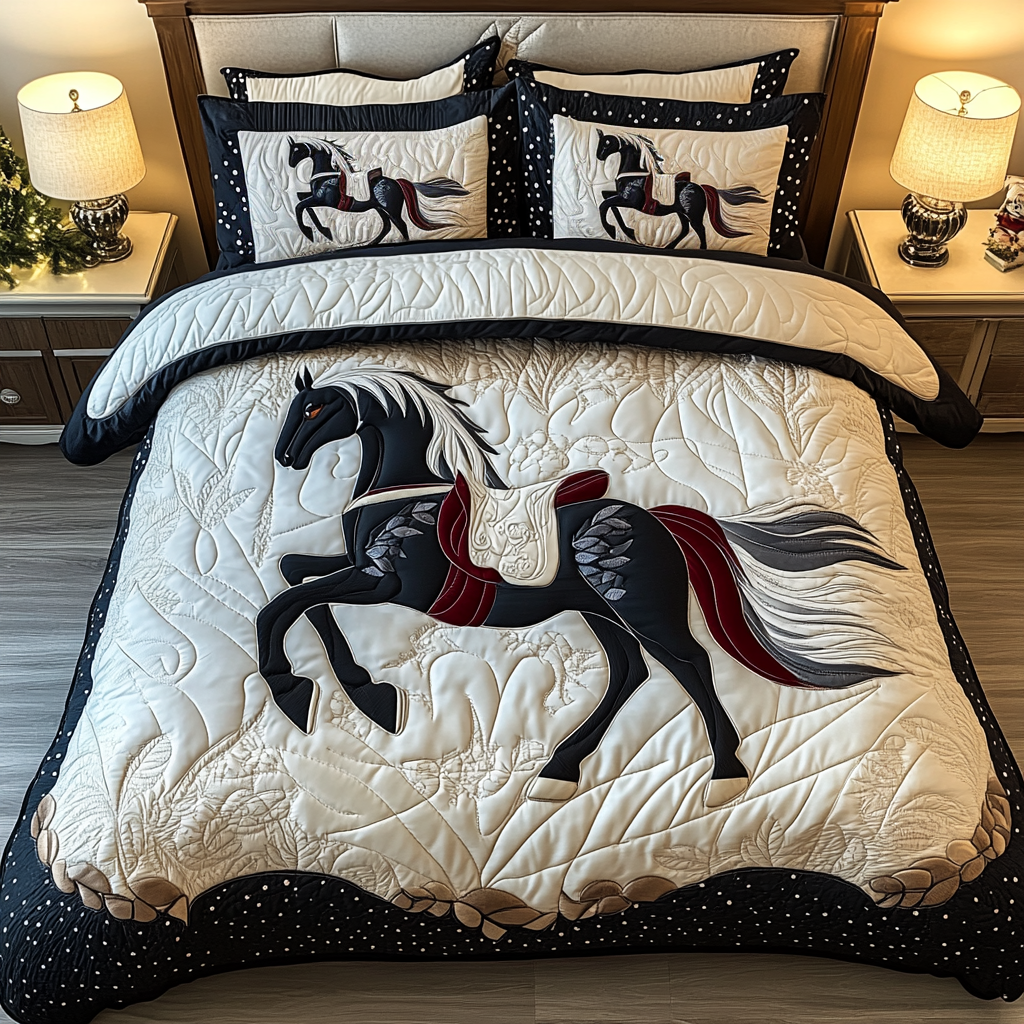 Noble Horse Quilted Bedding Set Best Comforter Sets Christmas Gifts For Horse Owners